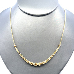 Golden Bull Fancy 1.7 g Chain Princess Rope Cut 2mm 17" 14K