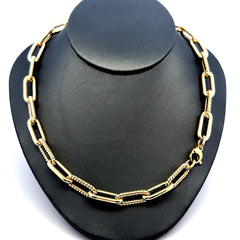 Golden Bull Fancy 11.3 g Necklaces Oval Textured Link 8mm 16" 14K