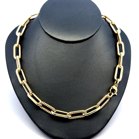 Necklaces Oval Textured Link 8mm 16" 14K