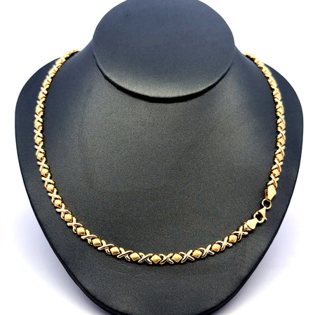 Necklaces Textured X&O with Lobster Lock 5mm 18" 14K