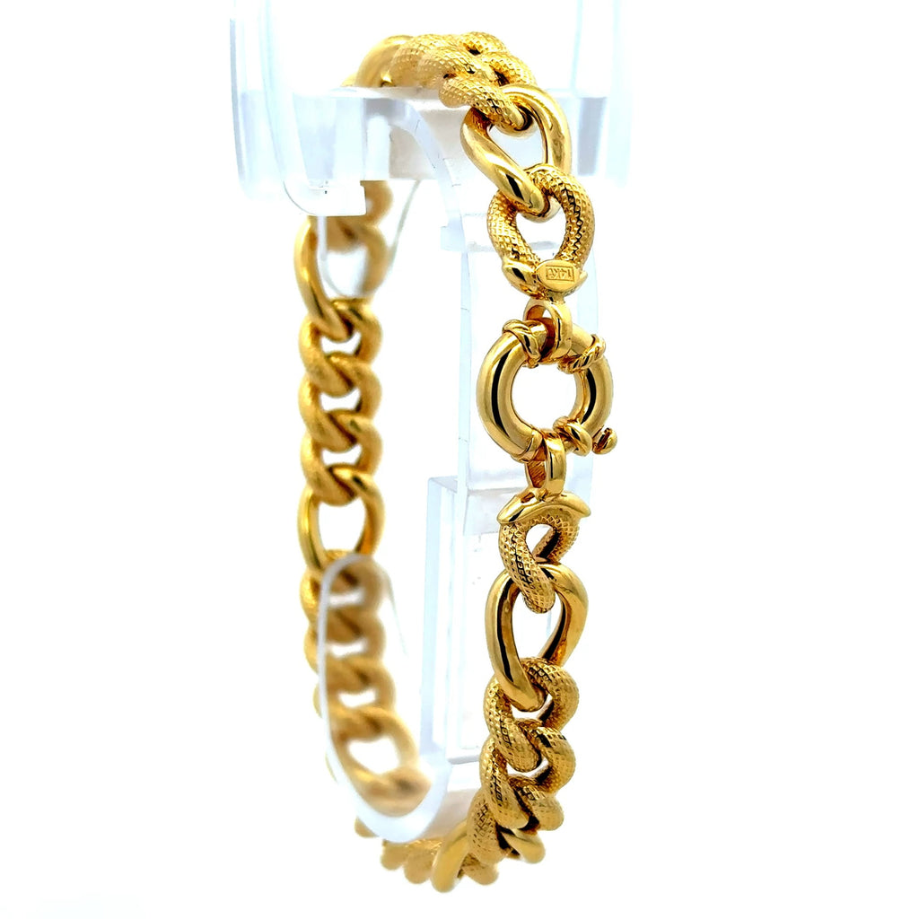 Golden Bull Fancy 13.7 g Bracelet Textured Hollow Figaro 9mm 7.5" 14K