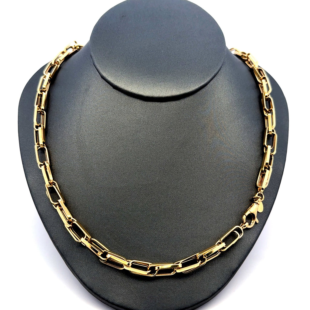 Golden Bull Fancy 14.3 g Necklaces Interlocking Box Link 5.5mm 20" 14K