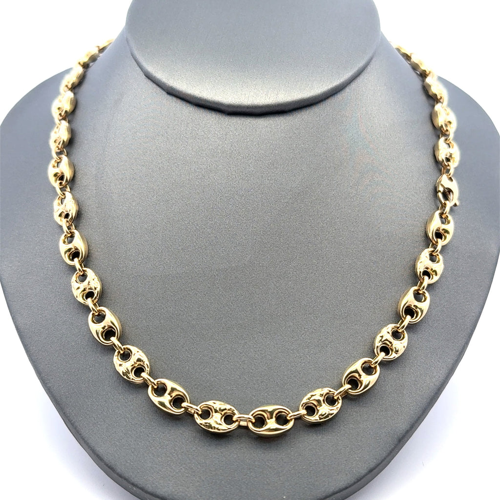 Golden Bull Fancy 15.6 g Chain Textured/Plain Mariner Puff 7mm 18" 14K