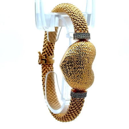 Bracelet Jessica with Rough Textured Heart & CZ 8.5mm 7" 14K