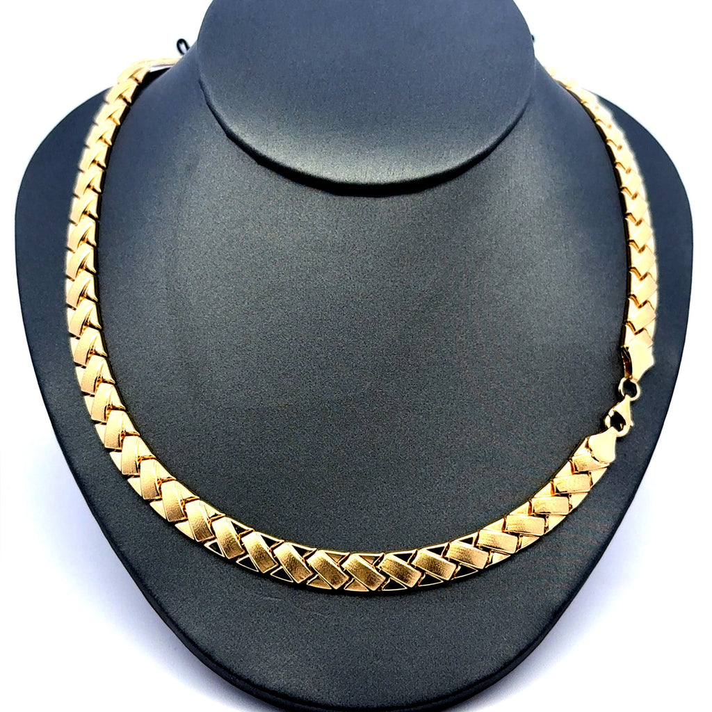 Golden Bull Fancy 19.1 g Necklaces Crossed Stampato 7mm 18" 14K