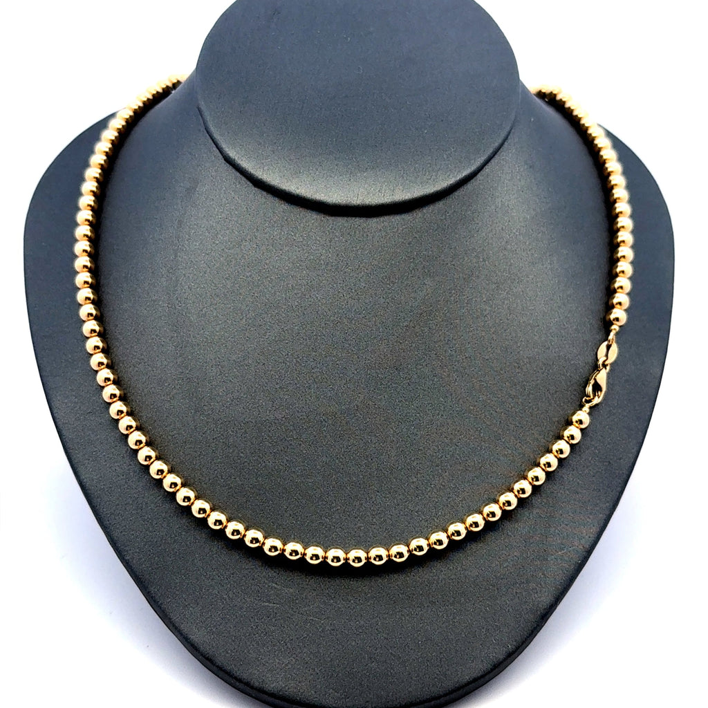 Golden Bull Fancy 2 g Necklaces Bead Ball 4mm 18" 14K