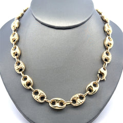 Golden Bull Fancy 20.1 g Chain Textured/Plain Mariner Puff 10mm 18" 14K