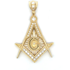 Golden Bull Fancy 21 g Pendant Masonic Square & Compass with CZ 83 10K