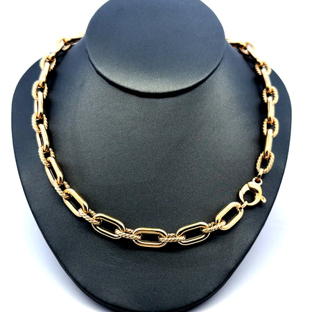 Necklaces Oval Textured Link 9mm 18.5" 14K