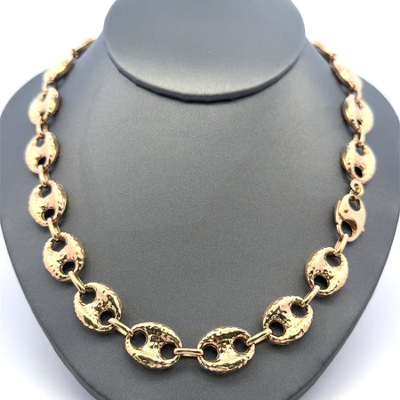 Chain Textured Mariner Puff 12mm 18" 10K