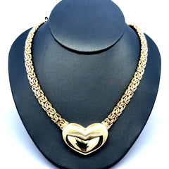 Golden Bull Fancy 25.8 g Necklaces Byzantine with Heart 7mm 18.5" 14K
