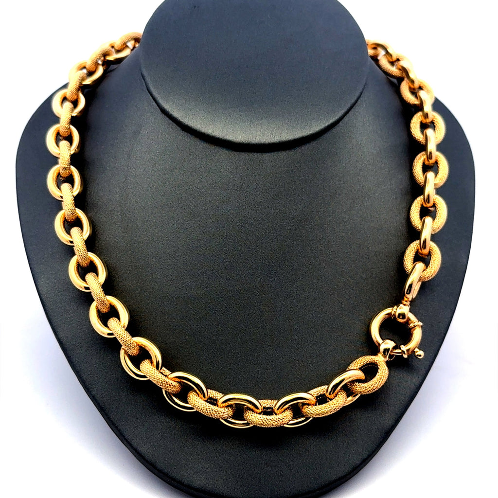 Golden Bull Fancy 26.5 g Necklaces Oval Textured Link 10.5mm 20" 14K