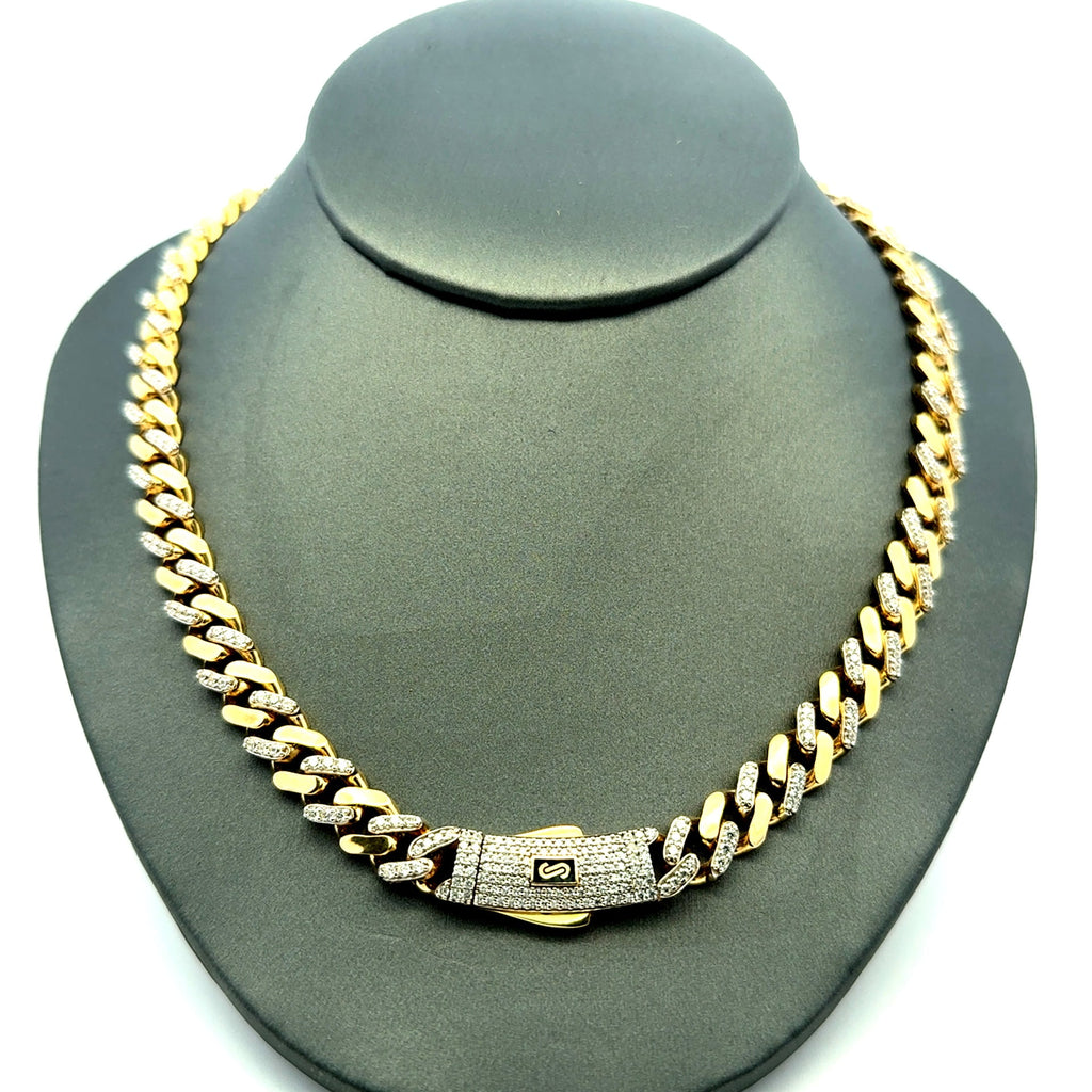 Golden Bull Fancy 29.6 g Chain Monaco CZ Half Iced 8mm 20" 14K