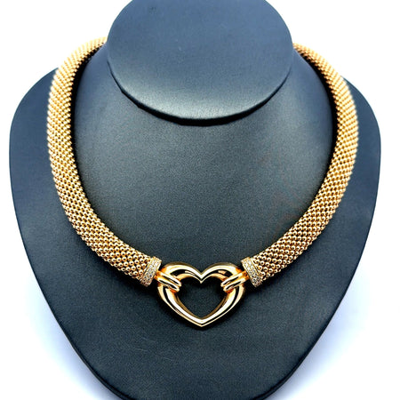 Necklaces Jessica with Heart Shaped Detail & CZ 9mm 18" 14K