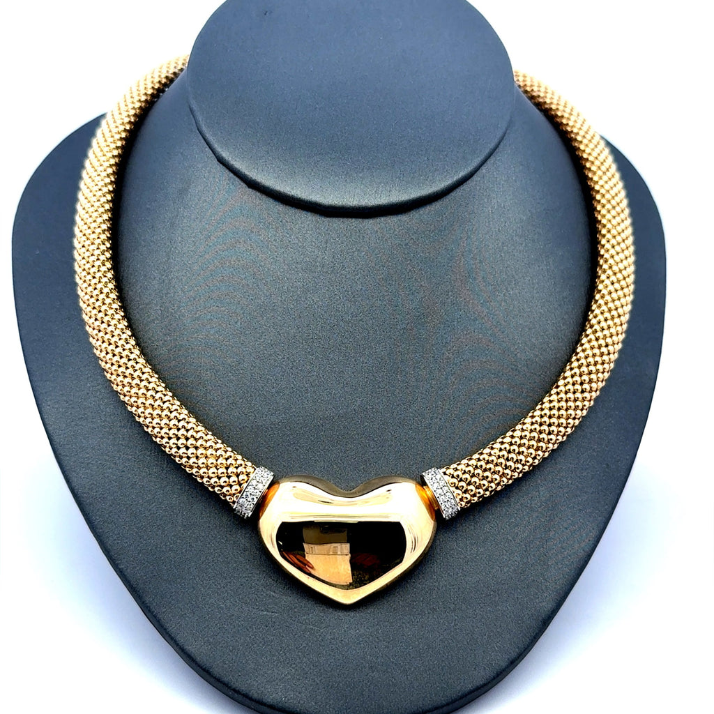 Golden Bull Fancy 36.6 g Necklaces Jessica with Heart & CZ 8.5mm 18" 14K