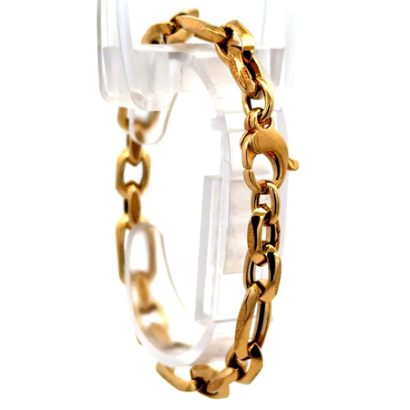 Bracelet Textured Hollow Figaro 7mm 7" 14K