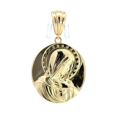 Pendant Virgin Mary Bust in Hollow Medallion 46 10K