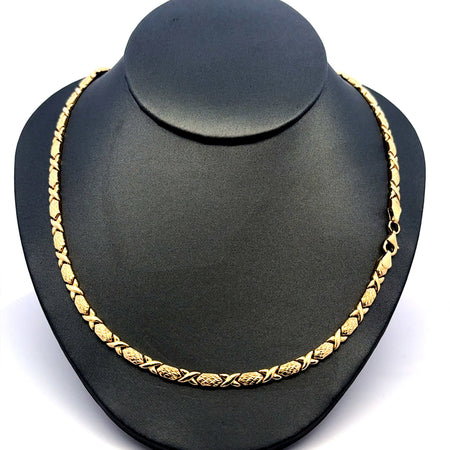 Necklaces Textured X&O with Lobster Lock 4mm 18" 14K