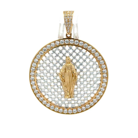 Pendant ‘La Milagrosa’ on CZ-Iced Openwork Medallion 48 10K