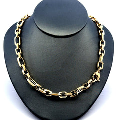 Golden Bull Fancy 9.8 g Necklaces Textured Hollow Figaro 7mm 18" 14K