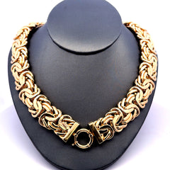 Golden Bull Fancy 98.4 g Necklaces Byzantine 19mm 17.5" 14K