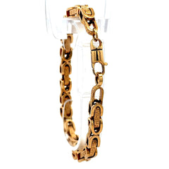 Golden Bull Fancy Bracelet Box Byzantine 6.5mm 8.5" 14K