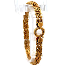 Golden Bull Fancy Bracelet Byzantine 7mm 7" 14K