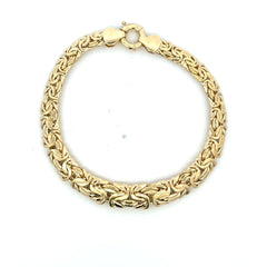 Golden Bull Fancy Bracelet Byzantine Princess Cut 10mm 7" 14K