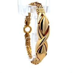 Golden Bull Fancy Bracelet Byzantine with Central Detail 13mm 7.5" 14K