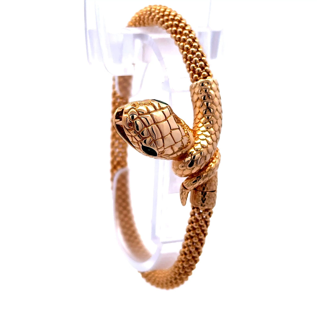 Golden Bull Fancy Bracelet Jessica with Snake 5.5mm 7" 14K