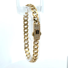 Golden Bull Fancy Bracelet Monaco 8mm 8" 14K