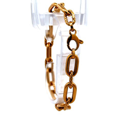 Golden Bull Fancy Bracelet Oval Textured Link 8mm 7" 14K