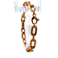 Golden Bull Fancy Bracelet Oval Textured Link 8mm 7.5" 14K