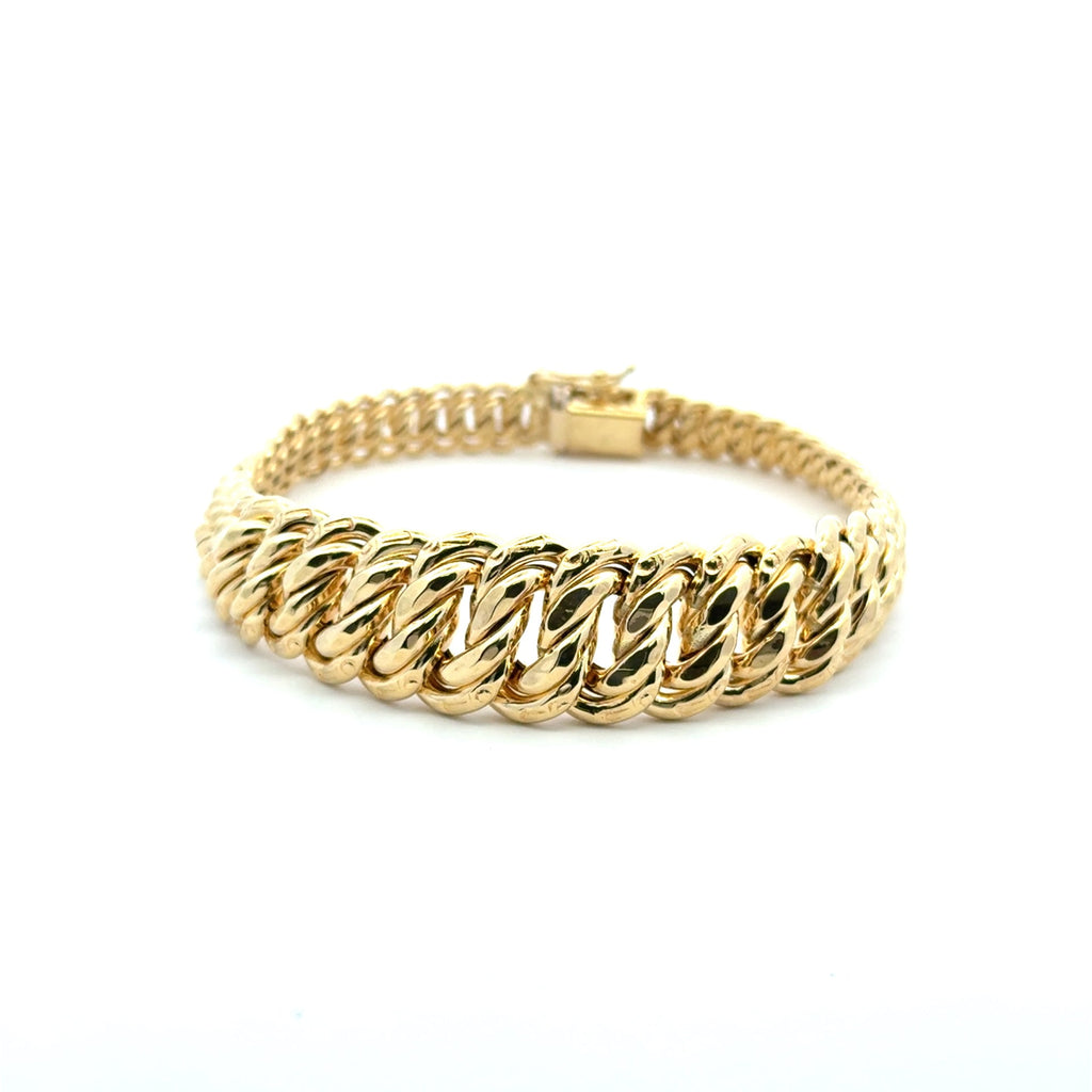 Golden Bull Fancy Bracelet Princess Cut 14mm 7.5" 14K