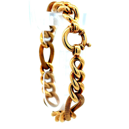 Bracelet Textured Hollow Figaro 10.5mm 7" 14K