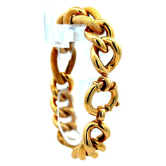Golden Bull Fancy Bracelet Textured Hollow Figaro 14.5mm 7.5" 14K