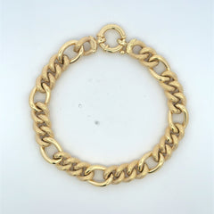 Golden Bull Fancy Bracelet Textured Hollow Figaro 7.5mm 7.5" 14K