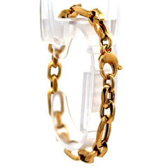 Golden Bull Fancy Bracelet Textured Hollow Figaro 7mm 7.5" 14K