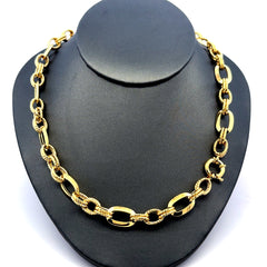 Golden Bull Fancy Bracelet Textured Hollow Figaro 9.5mm 7.5" 14K