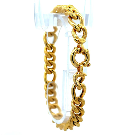 Bracelet Textured Hollow Figaro 9mm 8" 10K