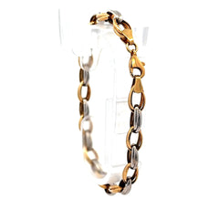 Golden Bull Fancy Bracelet Two-Tone Oval Link 6mm 7" 14K