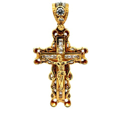 Golden Bull Fancy CAL Pendant Cross with CZ 53.5 14K