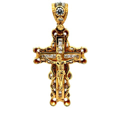 Golden Bull Fancy CAL Pendant Cross with CZ 53.5 14K