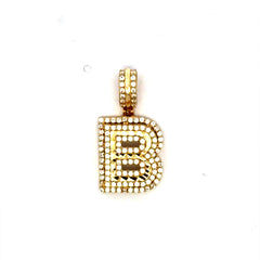 Golden Bull Fancy CAL Pendant CZ Stepped Initial 'B' 25.5 10K