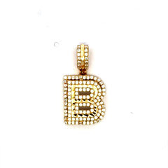 Golden Bull Fancy CAL Pendant CZ Stepped Initial 'B' 25.5 10K
