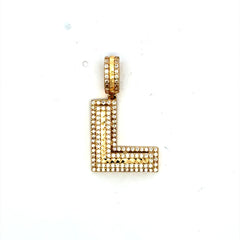 Golden Bull Fancy CAL Pendant CZ Stepped Initial 'L' 32 10K