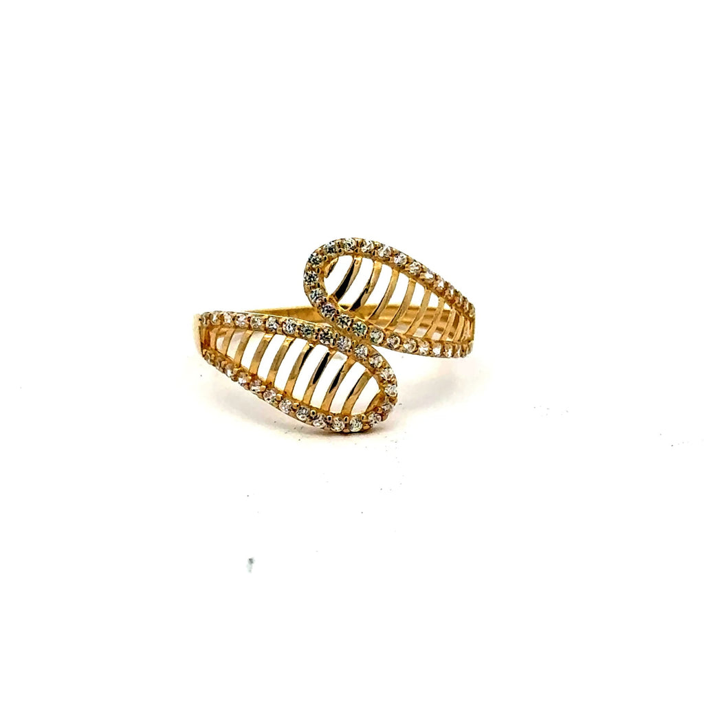 Golden Bull Fancy CAL Ring Women's with CZ 7 1.5mm 10K