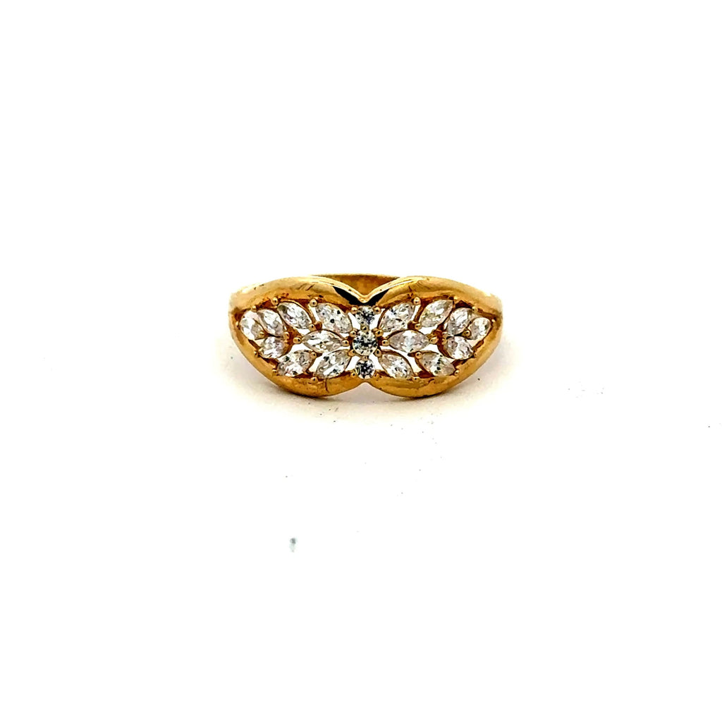 Golden Bull Fancy CAL Ring Women's with CZ 7 1.5mm 10K