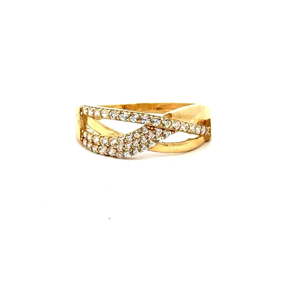 Golden Bull Fancy CAL Ring Women's with CZ 7 1.5mm 10K