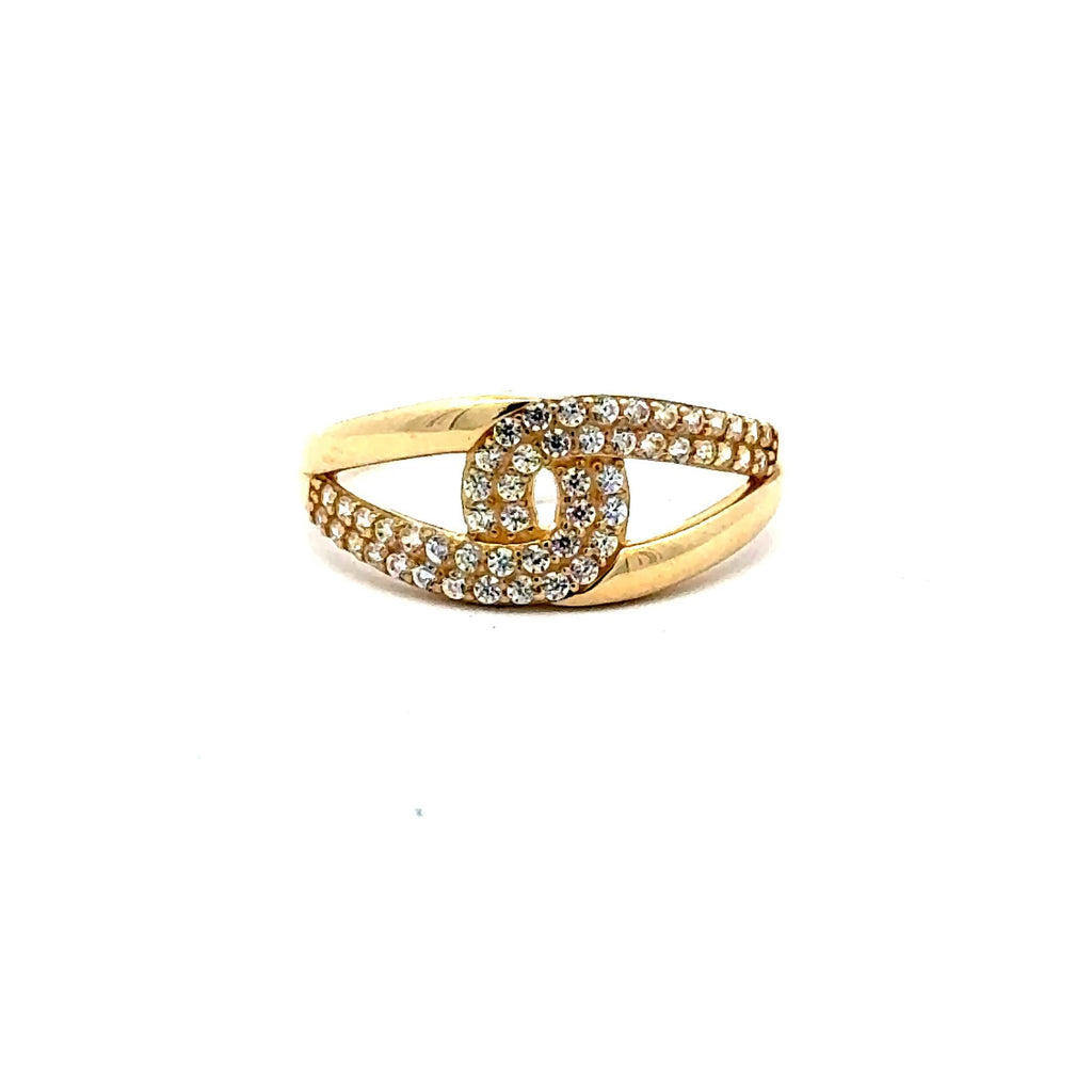 Golden Bull Fancy CAL Ring Women's with CZ 7 1.5mm 10K